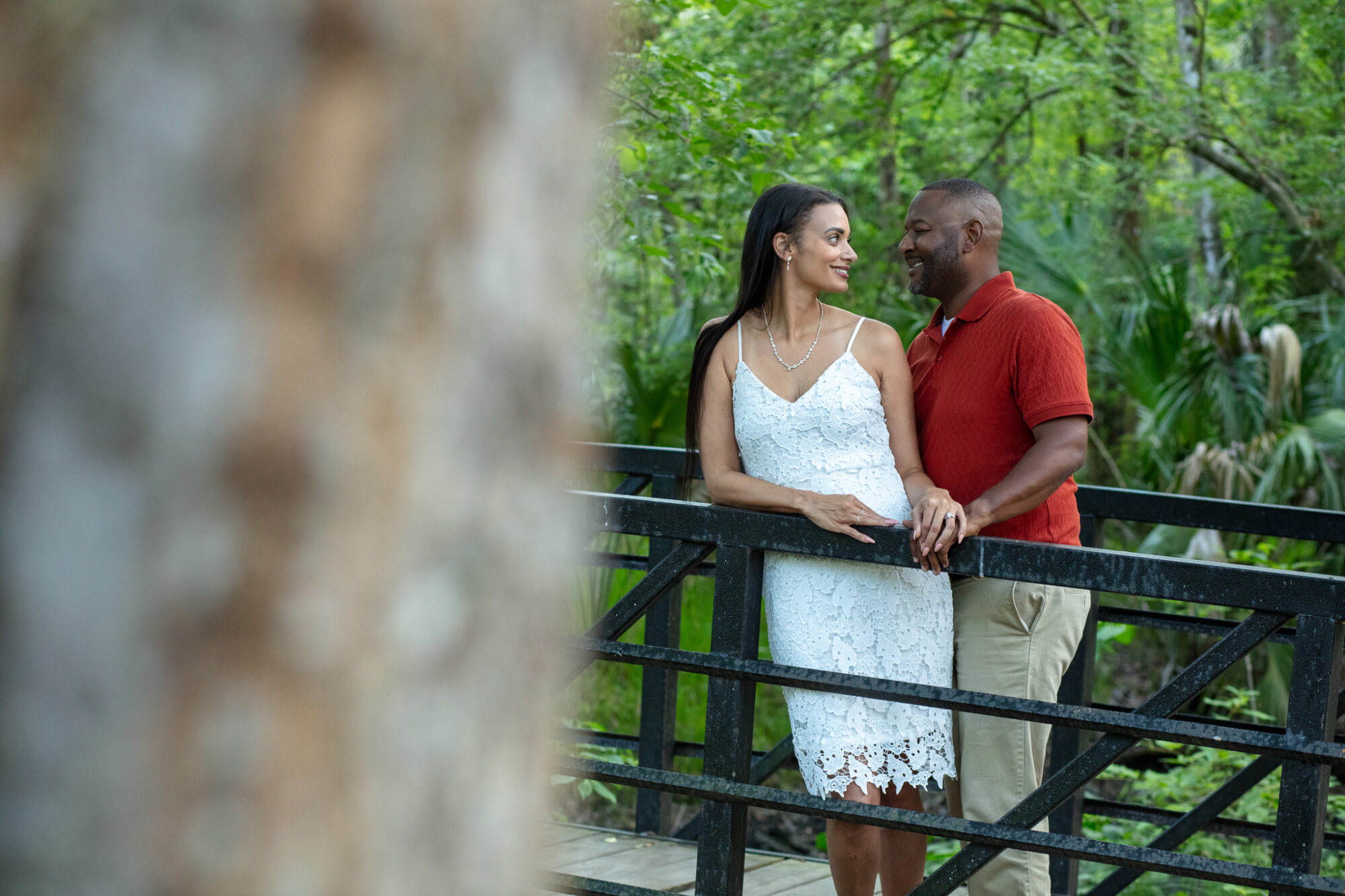 Wedding engagement photography in a park